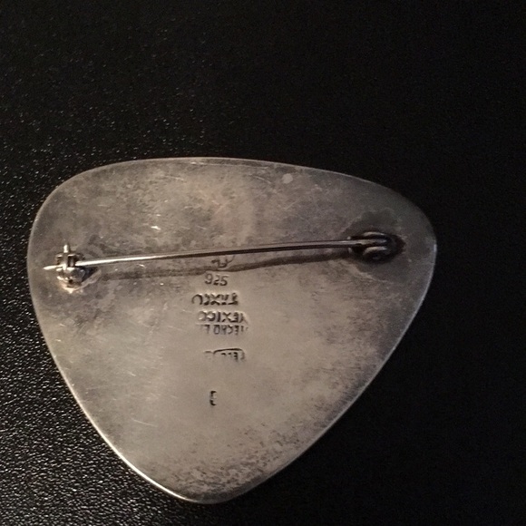 Vintage silver Taxco Mexican turquoise brooch - Picture 4 of 6